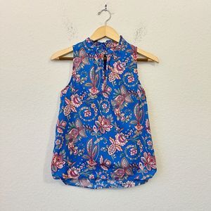 J. CREW Liberty Fabric Sleeveless Belle Floral Ruffle Neck Top